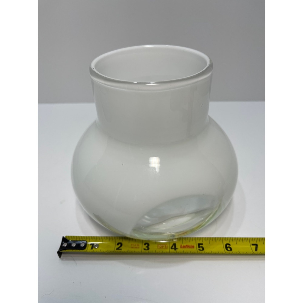 White and clear, art glass, candle holder/flower‎ pot - Picture 6 of 7